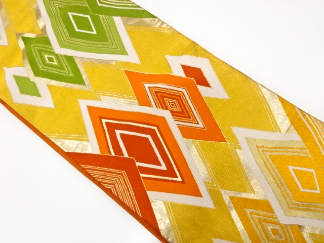 アンティーク　重ね菱模様織り出し袋帯（着用可）